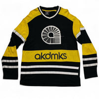 Akademiks Vintage y2k Black Yellow and White Long Sleeve Jersey T Shirt