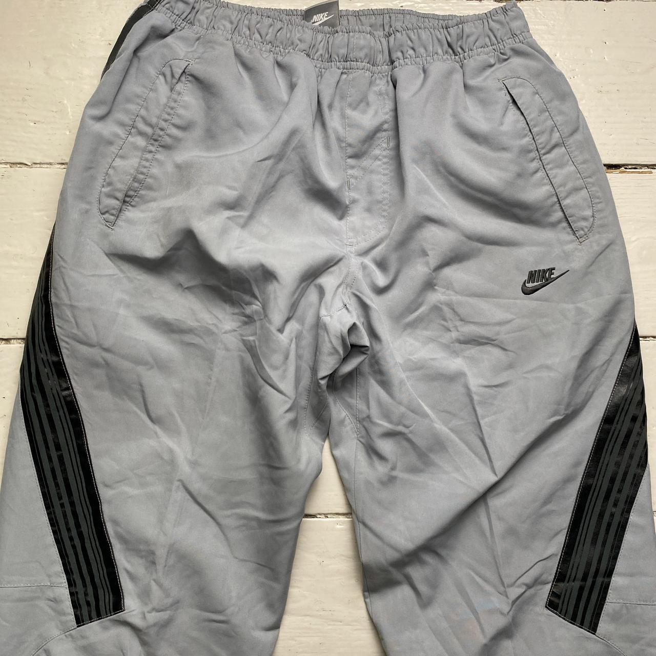 Nike Silver and Grey Swoosh Baggy Vintage y2k Shell Trackpant Bottoms