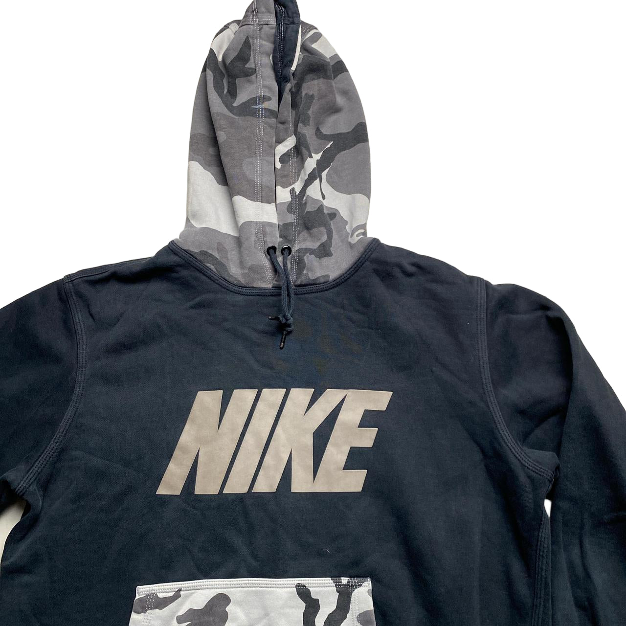 Nike Club Black and Grey Camouflage Hoodie (M)
