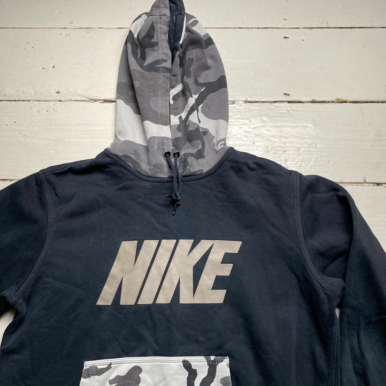 Nike Club Black and Grey Camouflage Hoodie