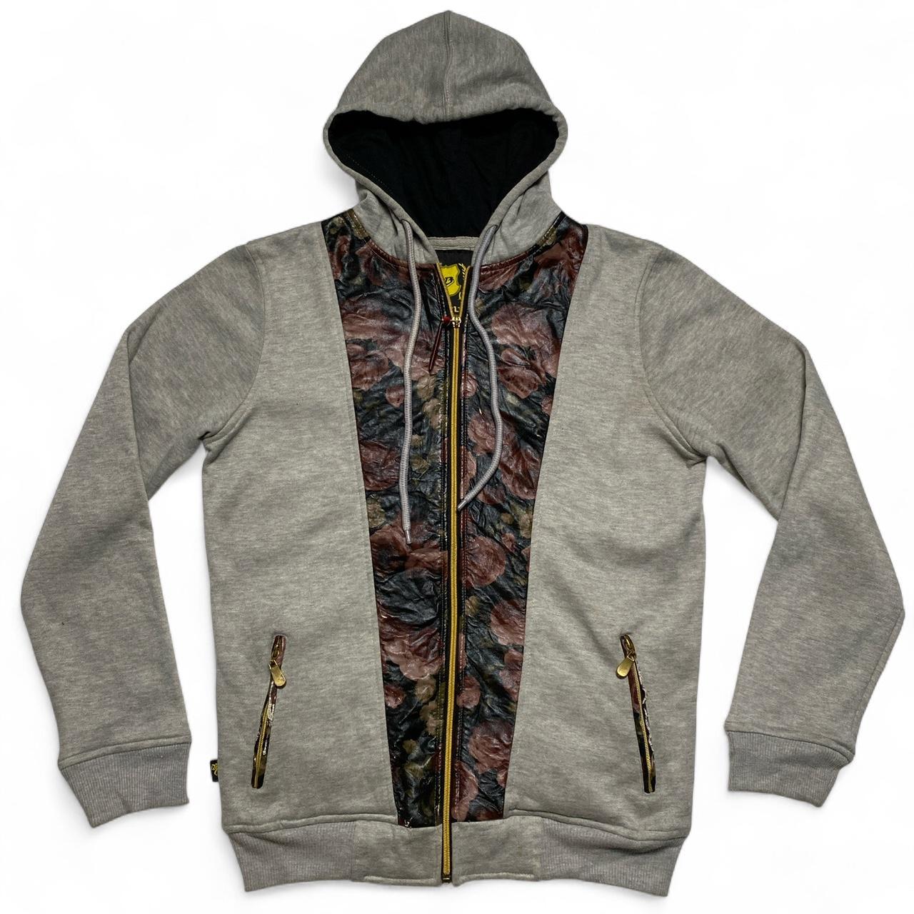 Raw Blue Grey and Floral Zip Hoodie