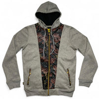 Raw Blue Grey and Floral Zip Hoodie