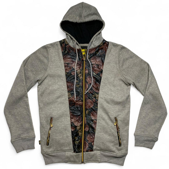 Raw Blue Grey and Floral Zip Hoodie