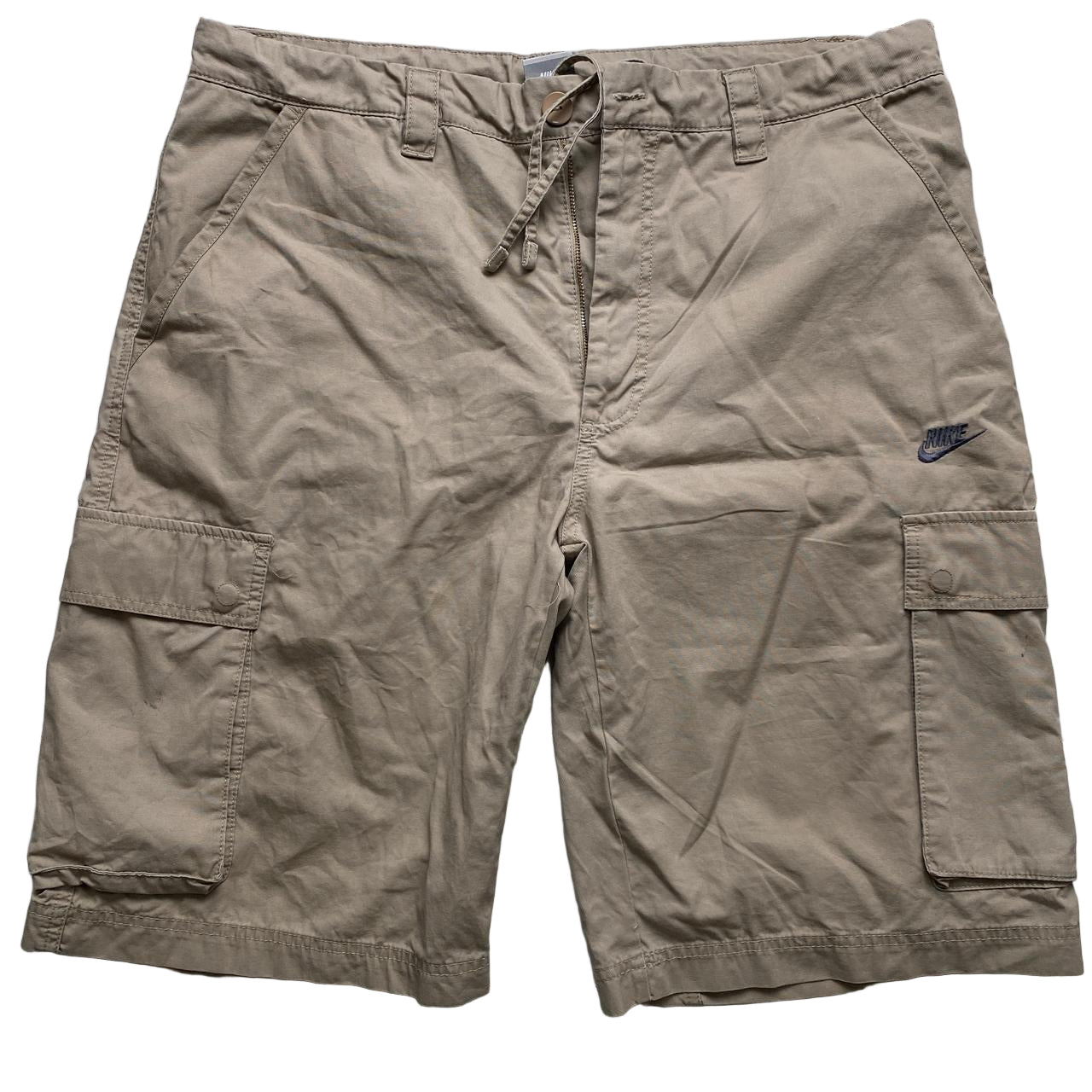 Nike Vintage y2k Baggy Cargo Shorts Cream and Grey Swoosh (XL)