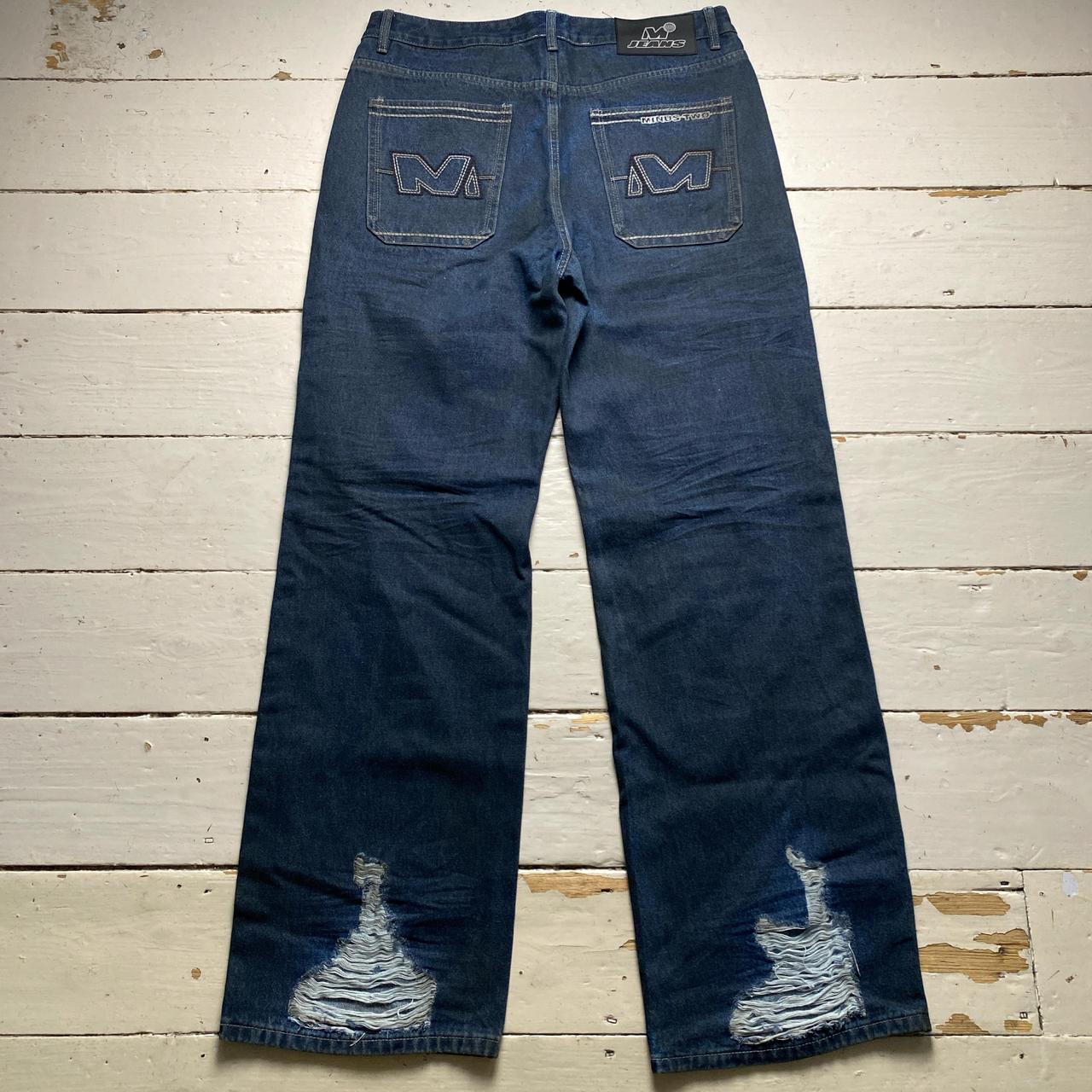 Minus Two Baggy Distressed Navy Jeans