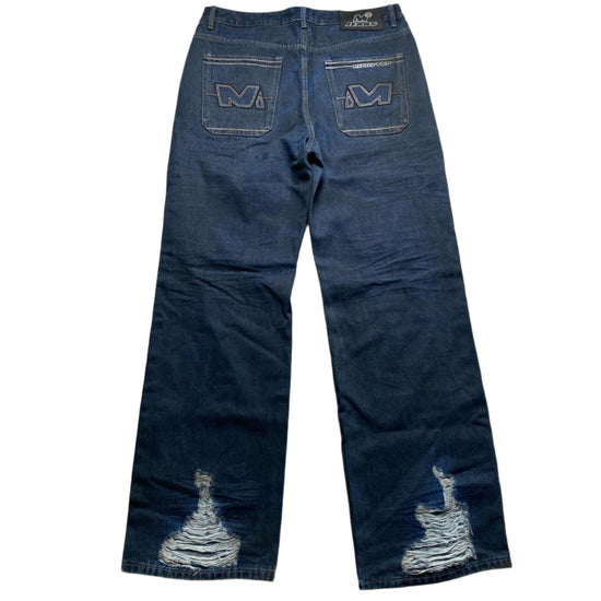 Minus Two Baggy Distressed Navy Jeans (36W)