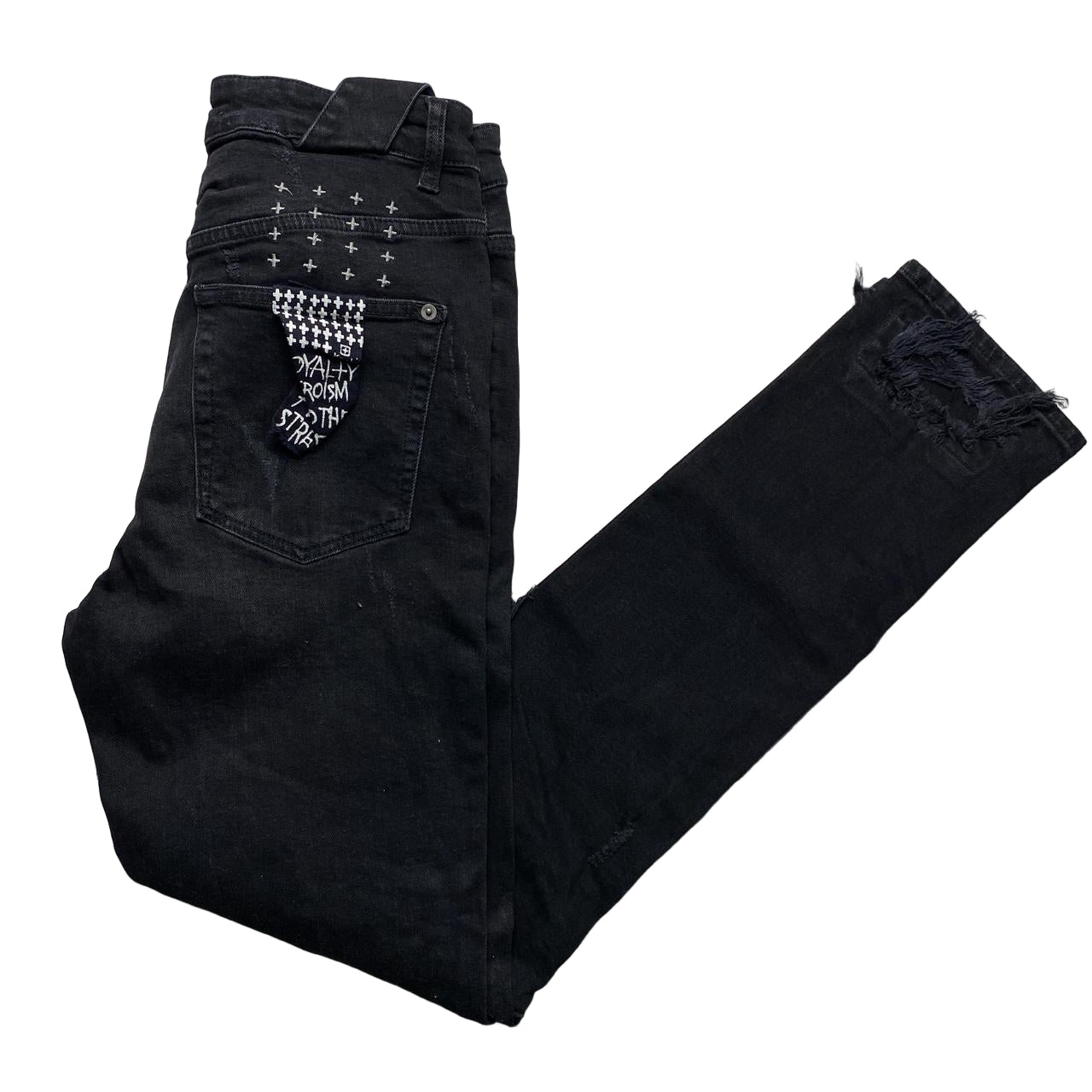 Ksubi Black and White Slim Distressed Jeans (30W)