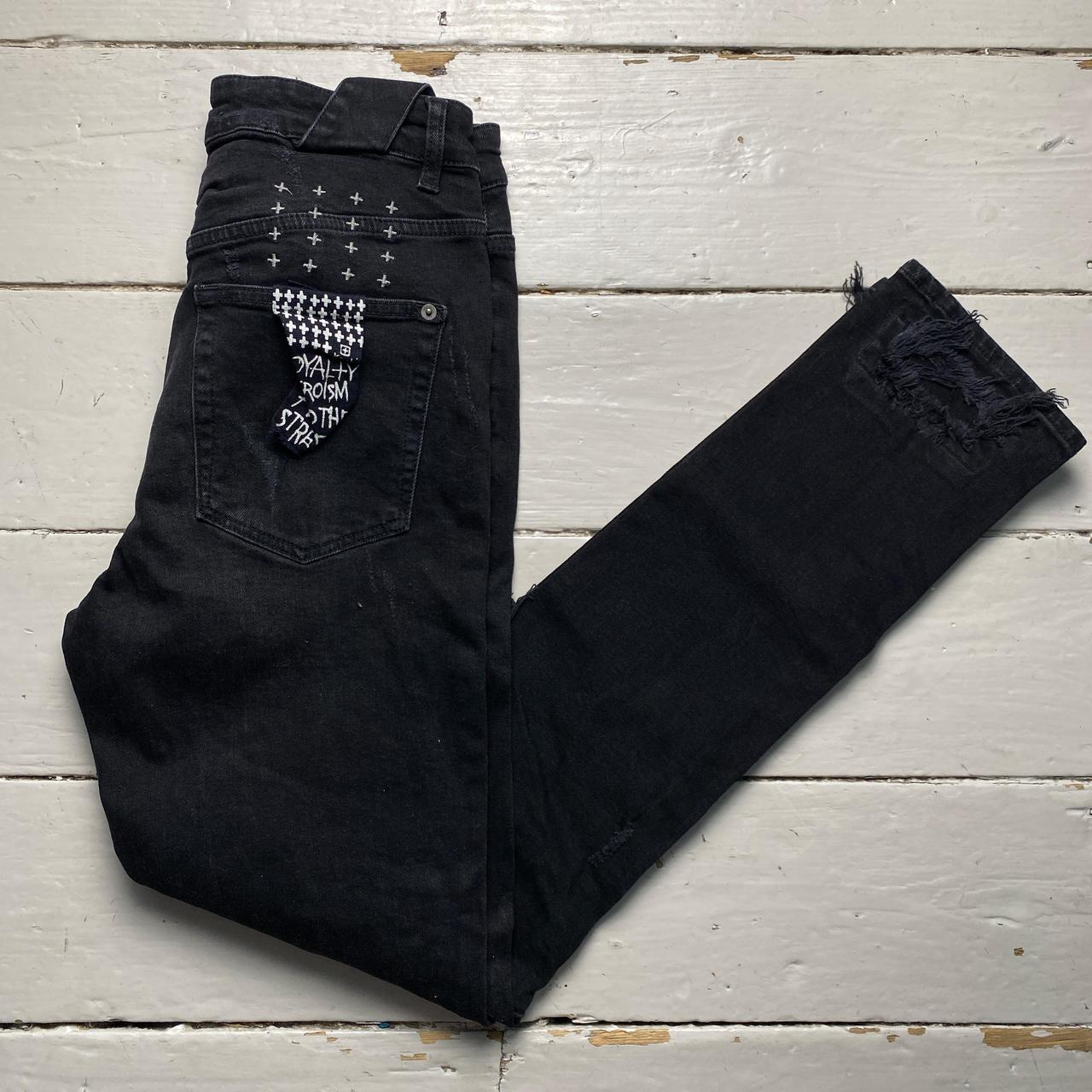 Ksubi Black and White Slim Distressed Jeans