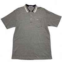 Burberry Vintage Burberrys Grey and White Polo Shirt (L)