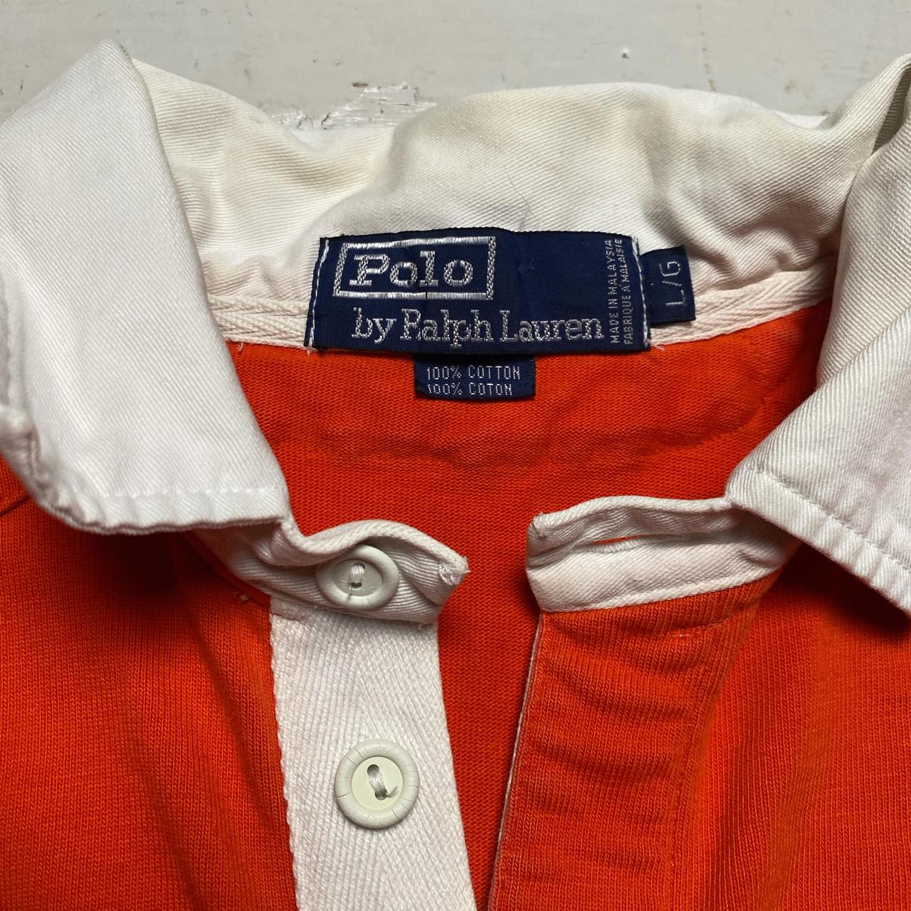 Ralph Lauren Polo Orange and Blue Long Sleeve Polo Shirt