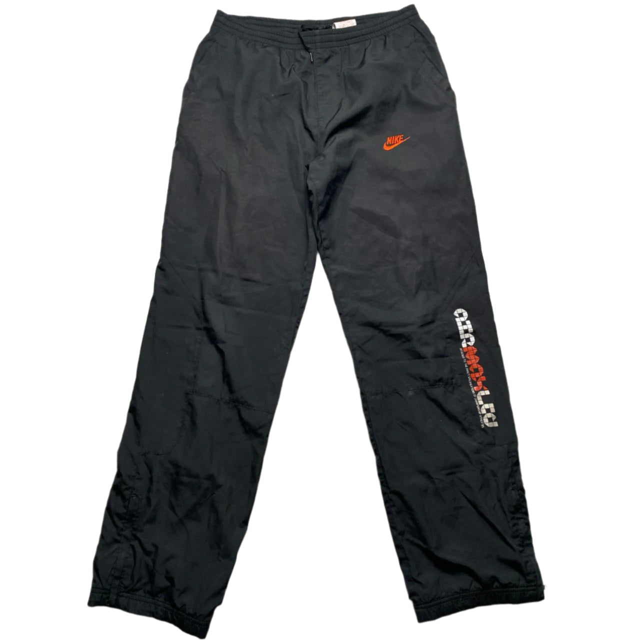 Nike Air Max LTD Black Orange and White Shell Baggy Trackpant Bottoms (S)