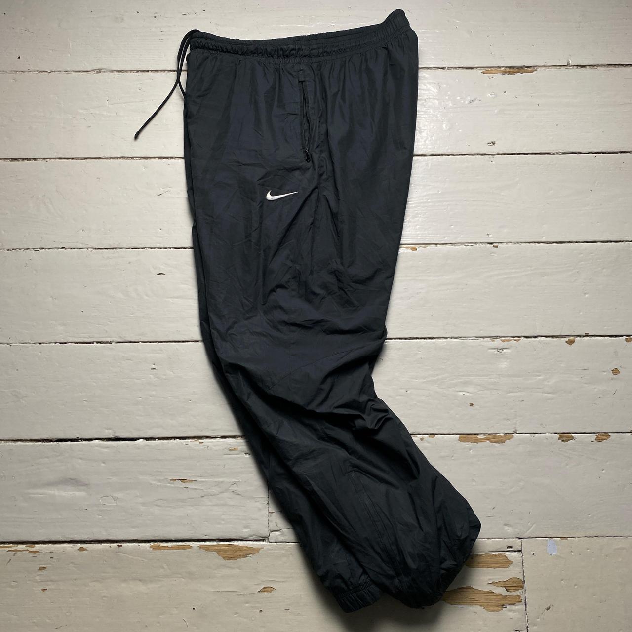 Nike Black and White Swoosh Shell Trackpant Baggy Bottoms