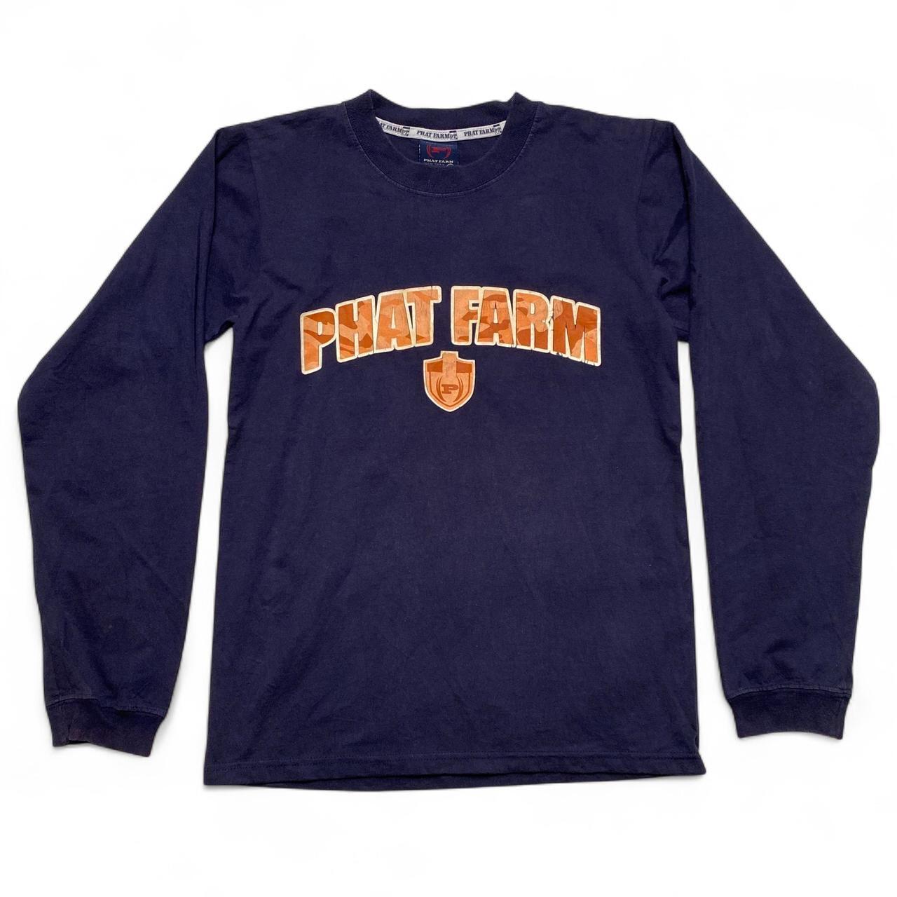 Phat Farm Navy and Orange Long Sleeve T Shirt (S)