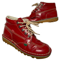Kickers Red Patent Leather High Boot Shoes (UK 6)