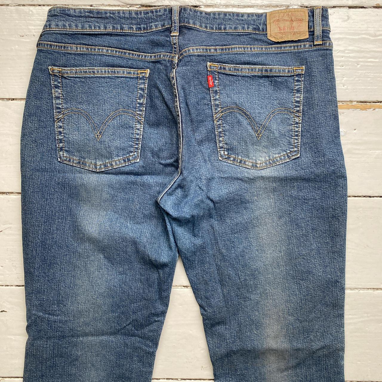 Levis 518 Super Low Bootcut Baggy Blue Faded Stonewash Jeans