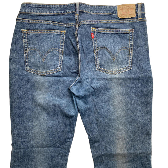 Levis 518 Super Low Bootcut Baggy Blue Faded Stonewash Jeans (38W)