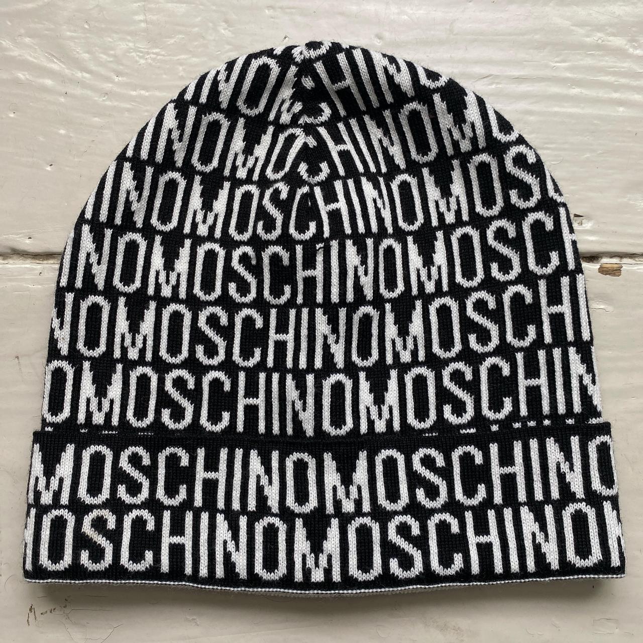 Moschino Monogram Black and White Beanie Vintage Hat