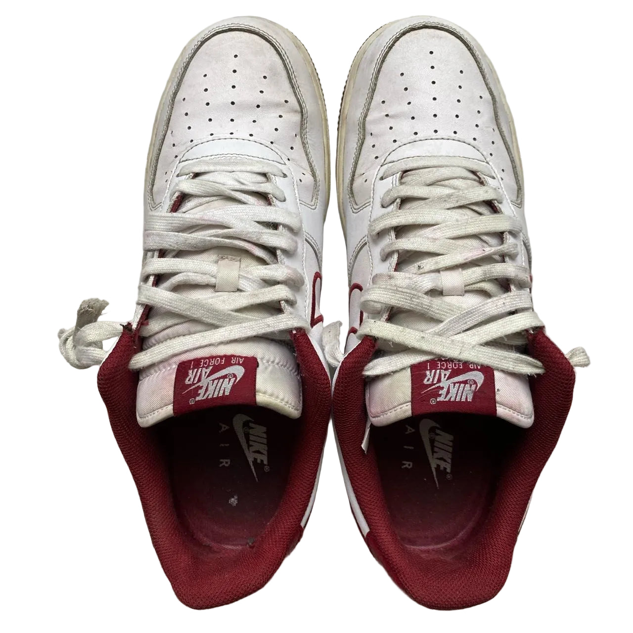 Nike Air Force 1 White and Burgundy (UK 11)