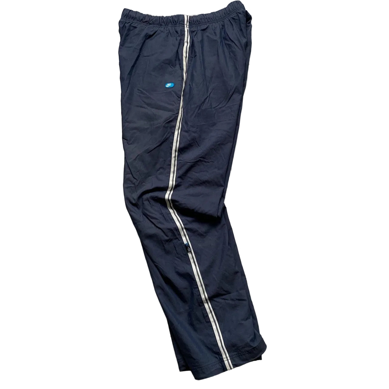 Nike Vintage Baggy Shell Track Pant Bottoms Navy and White (XL)