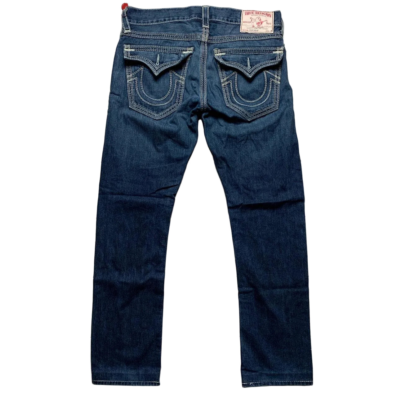 True Religion Ricky Big QT Navy and White Stitch Jeans