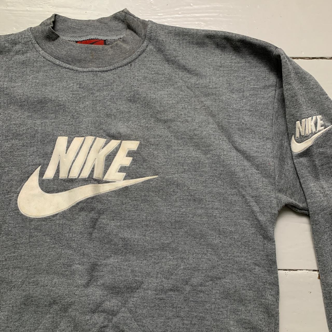 Nike Big Swoosh Grey and White 90s Jumper