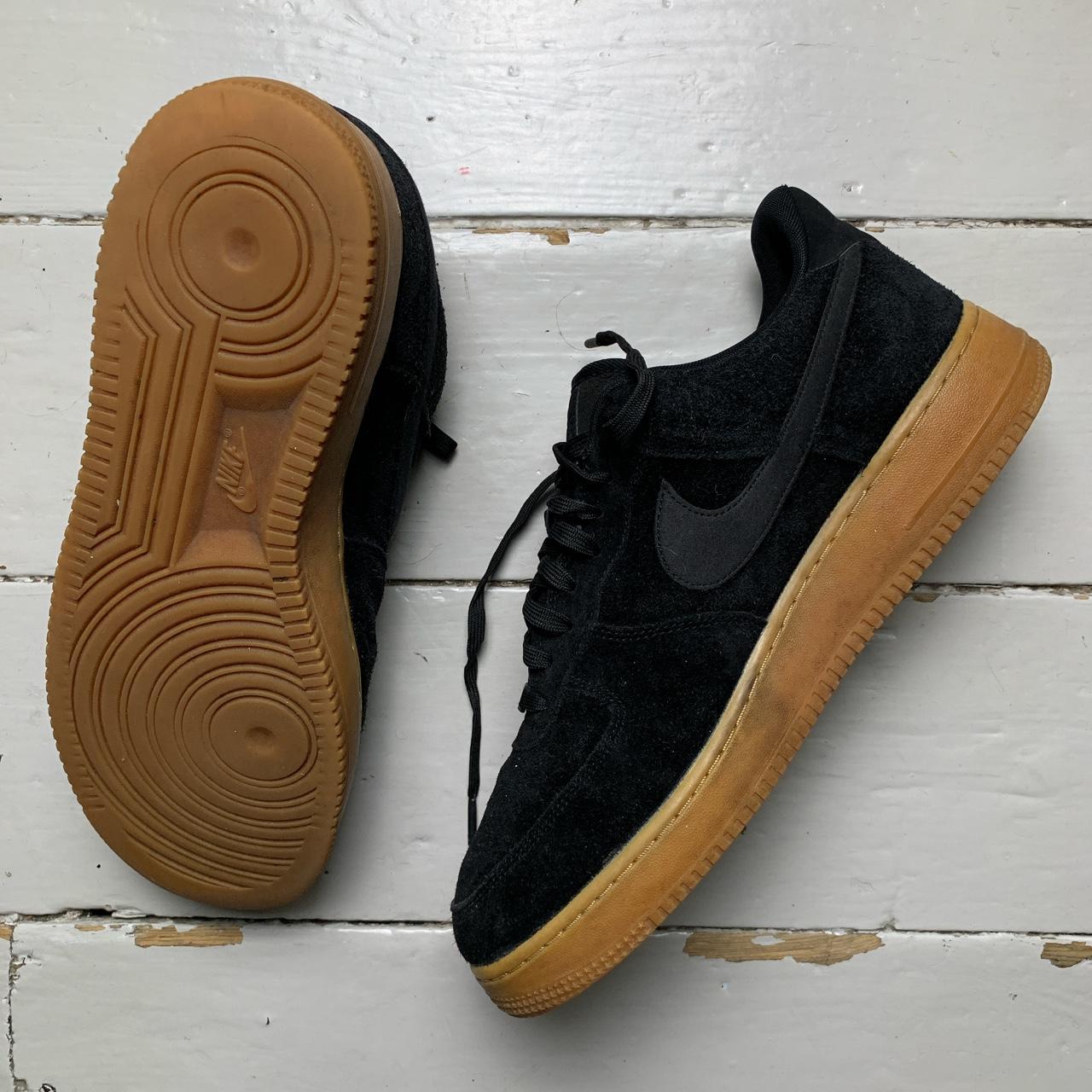 Nike Air Force 1 Black Suede and Gum Sole