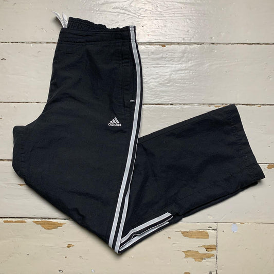 Adidas Black and White Stripes Baggy Shell Bottoms