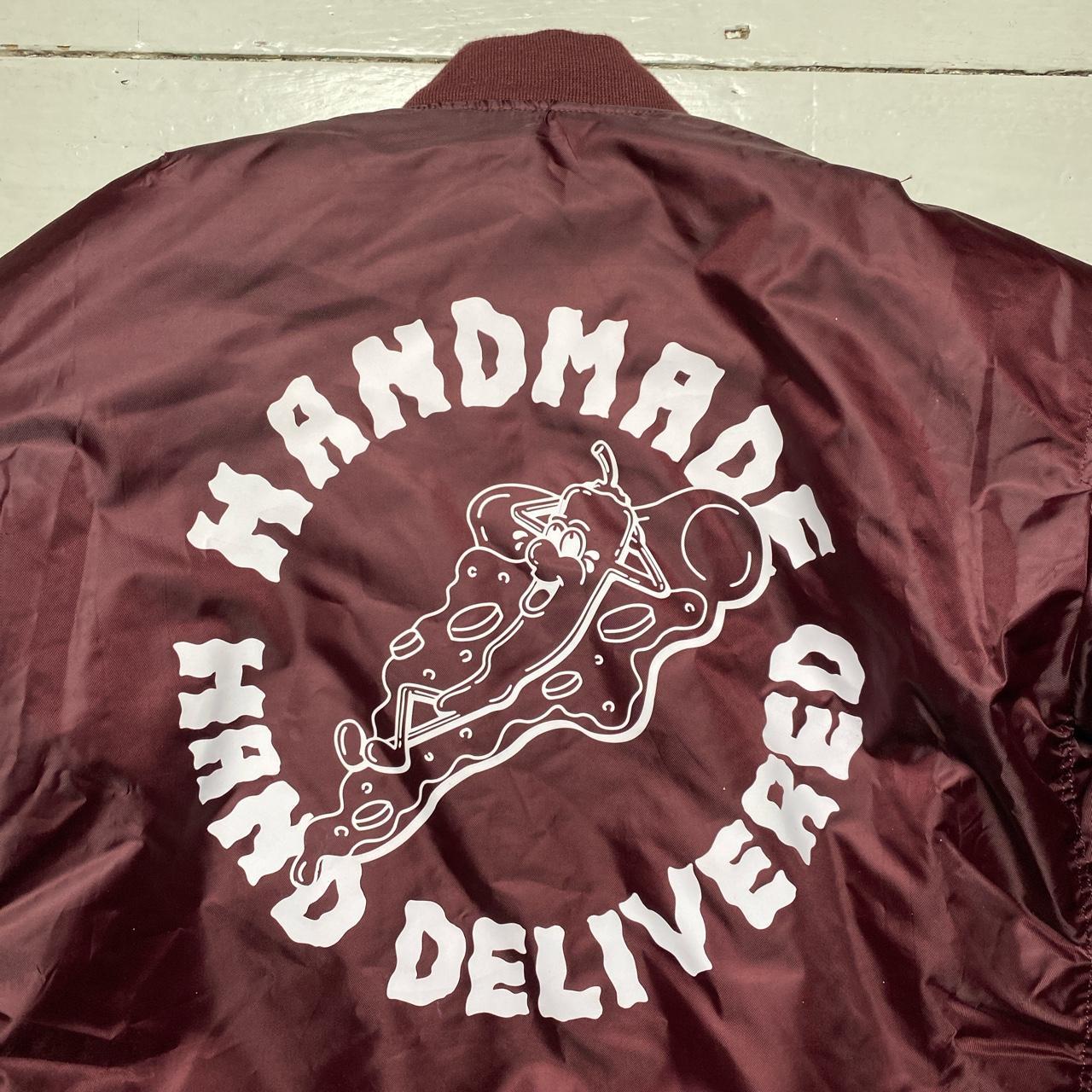 Yard Sale Pizza Bomber Jacket Burgundy