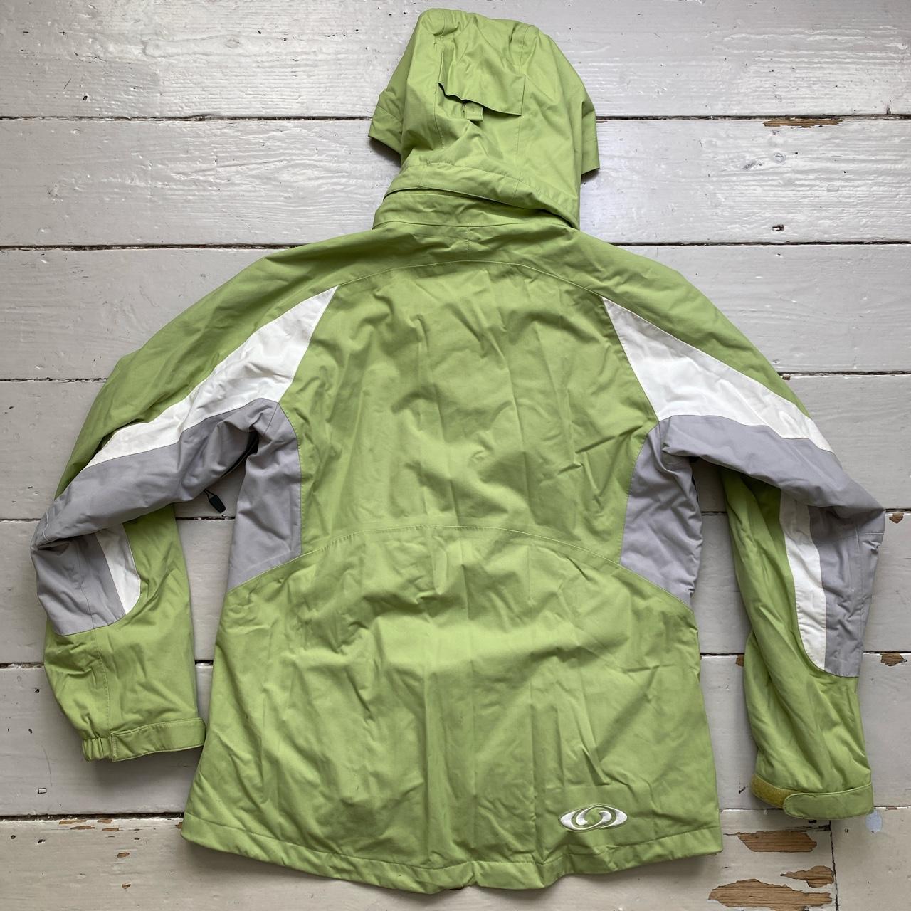 Salomon Green and White Fleece Lined Ski Jacket