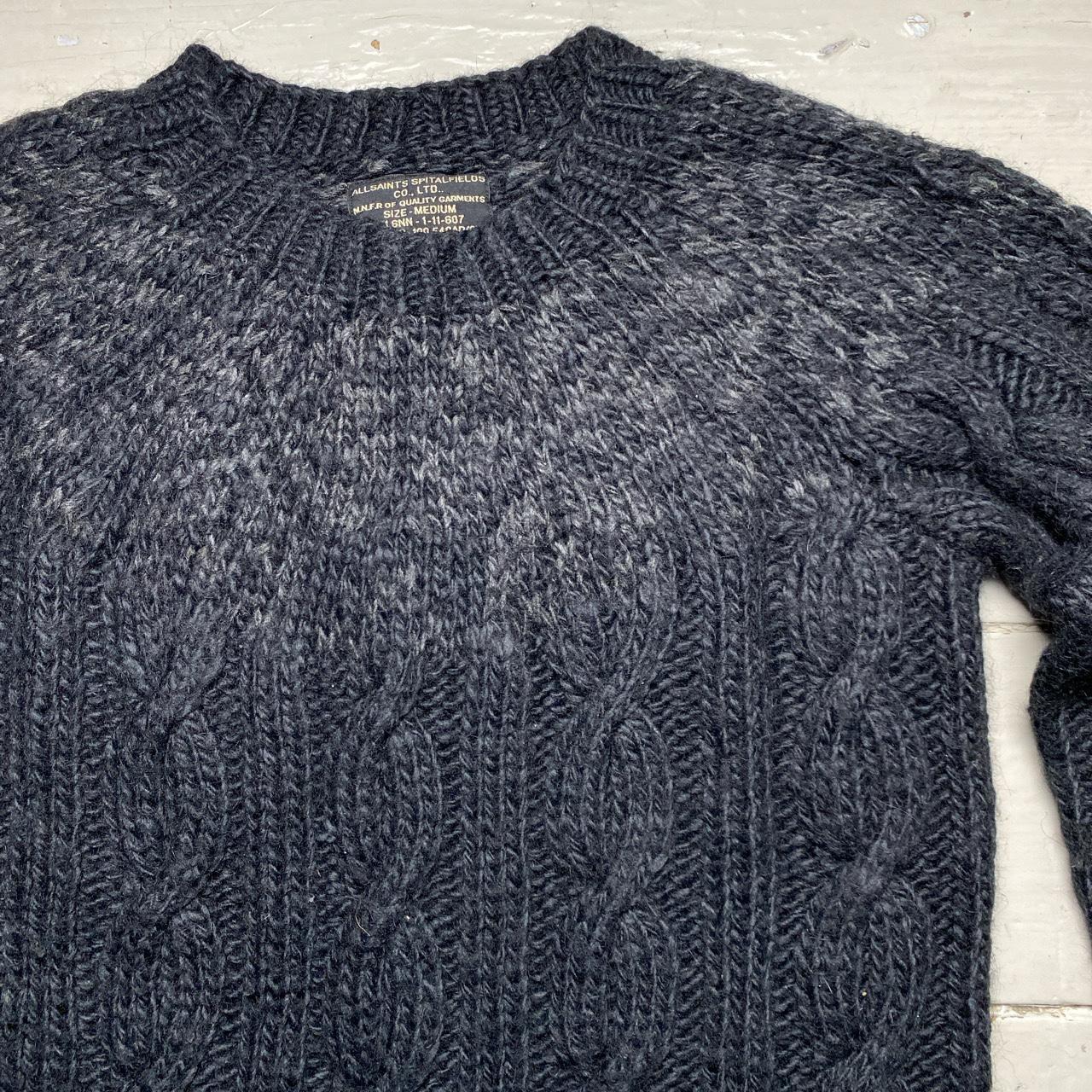 All Saints Black and Grey Thick Knitted Jumper