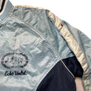 Ecko UNLTD Vintage Navy and Baby Light Blue Varsity Bomber Jacket (XL)