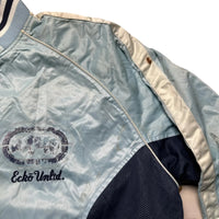 Ecko UNLTD Vintage Navy and Baby Light Blue Varsity Bomber Jacket (XL)