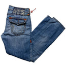 True Religion Rocco Light Blue Big Yellow and Orange Stitch Baggy Jeans (36W)
