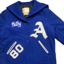 Trophy Jackets Atlanta Falcons Kathy Vintage Blue and White Wool Varsity Jacket (L)