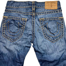 True Religion Navy and Cream Big Stitch Super T Baggy Jeans (30W)