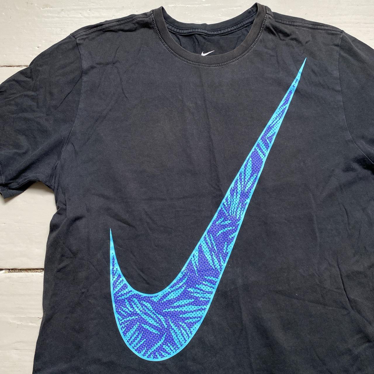 Nike Big Swoosh Black and Blue T Shirt