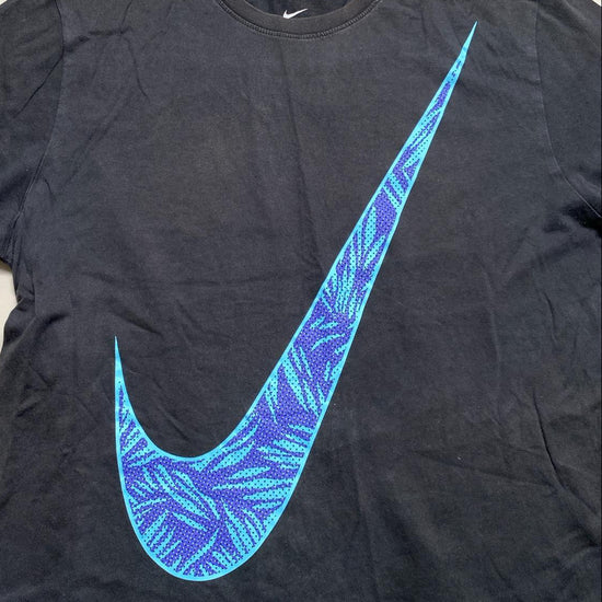 Nike Big Swoosh Black and Blue T Shirt (L)