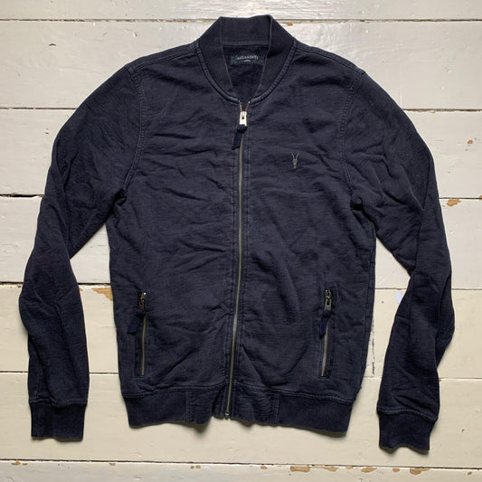 All Saints Navy Zip Jumper