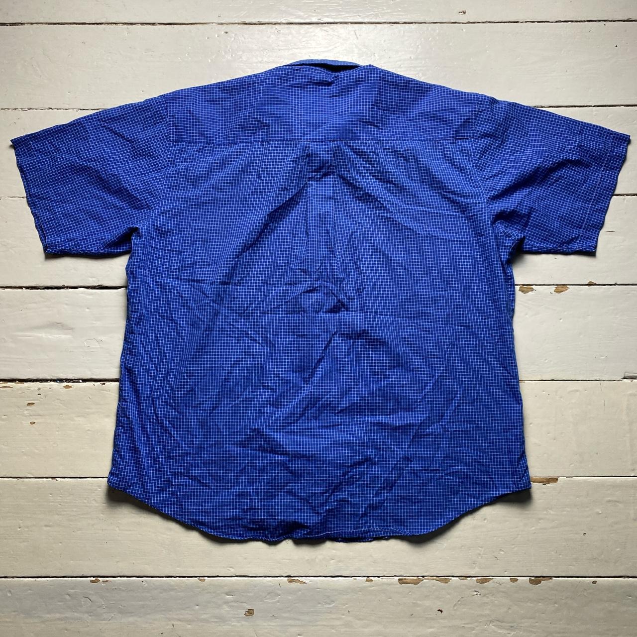 London Underground Vintage 90’s Blue and White Grid Short Sleeve Shirt