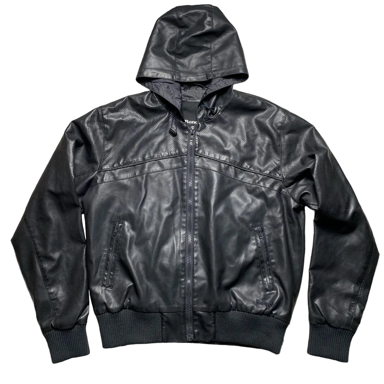 Bench Leather Hooded Jacket Black (L)
