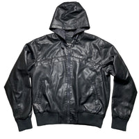 Bench Leather Hooded Jacket Black (L)
