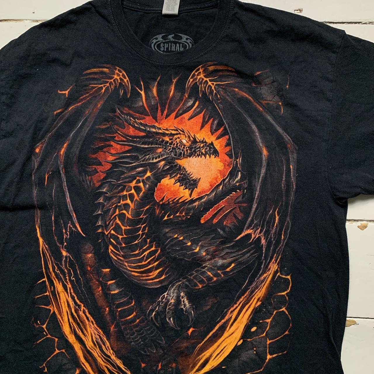 Spiral Dragon Flames y2k Grunge T Shirt