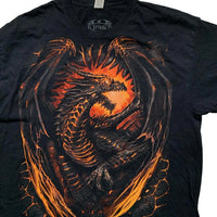 Spiral Dragon Flames y2k Grunge T Shirt (XL)