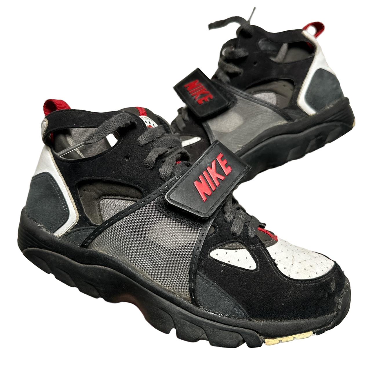 Nike Air Huarache High Top Vintage Trainers Black Red and White (UK 8)