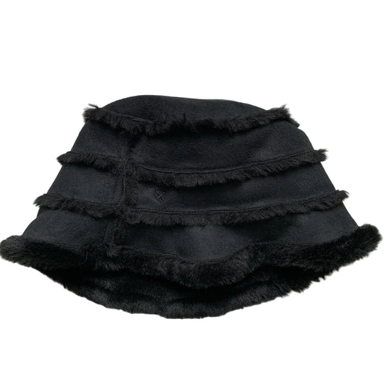 Barbour Black Suede Faux Fur Bucket Hat