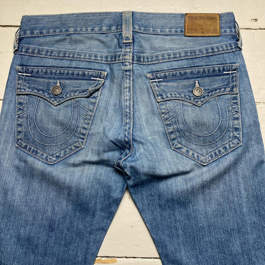 True Religion Ricky Blue and White Stitch Jeans