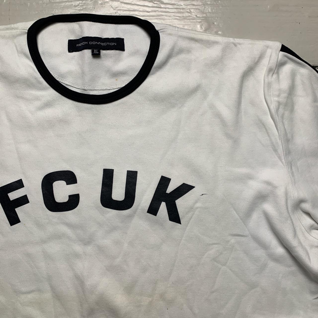 FCUK French Connection White and Black Long Sleeve T Shirt