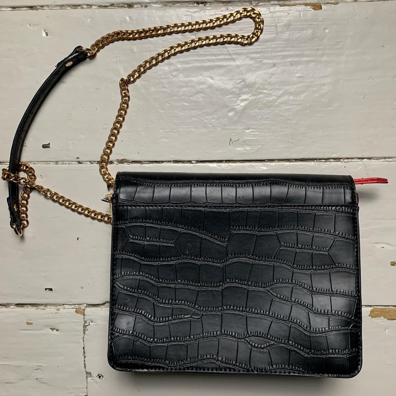 Valentino Red Chain Strap Crocodile Bag