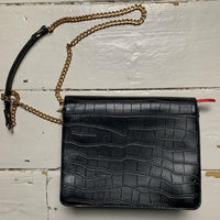 Valentino Red Chain Strap Crocodile Bag