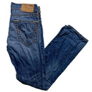 True Religion Navy and Cream Big Stitch Super T Baggy Jeans (30W)